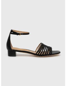 Usnjeni sandali Lauren Ralph Lauren Fionna ženski, črna barva, 802920410001