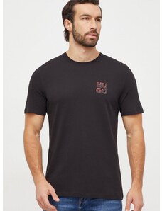Bombažna kratka majica HUGO 2-pack črna barva