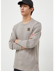 Bombažna majica z dolgimi rokavi G-Star Raw siva barva