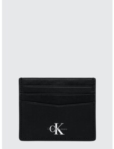 Usnjen etui za kartice Calvin Klein Jeans črna barva