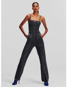 Kombinezon iz jeansa Karl Lagerfeld Jeans siva barva