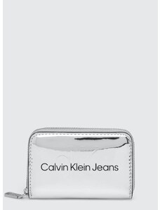 Denarnica Calvin Klein Jeans ženski, srebrna barva
