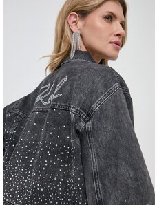 Jeans jakna Karl Lagerfeld ženska, siva barva