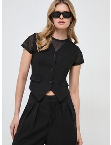 Bluza s primesjo lana Karl Lagerfeld črna barva