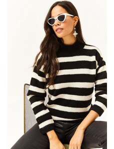 Olalook Ženski črni pulover za pletenine z visokim vratom z mehkim teksturiranim vrhunskim pleteninami