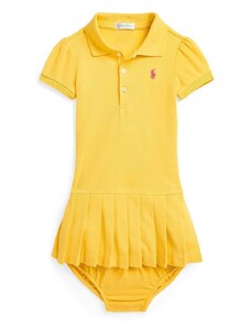 Otroška bombažna obleka Polo Ralph Lauren rumena barva