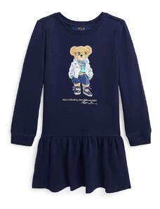 Otroška bombažna obleka Polo Ralph Lauren mornarsko modra barva