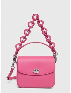 Usnjena torbica Coach Cassie roza barva