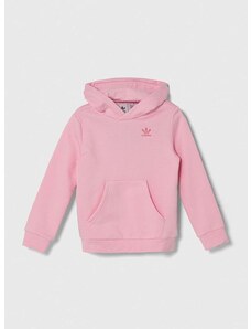 Otroški pulover adidas Originals roza barva, s kapuco