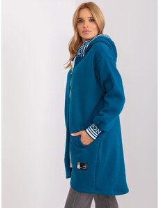 Fashionhunters Navy Blue Oversize Zip-Up Sweatshirt