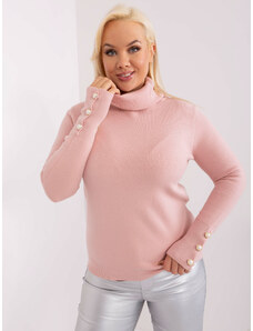 Fashionhunters Light pink casual plus-size sweater with buttons