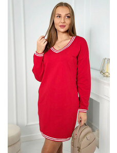 Kesi Dress with pockets and V-neckline red