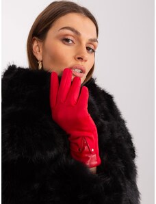 Fashionhunters Red gloves with eco-leather inserts
