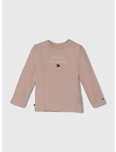 Majica z dolgimi rokavi za dojenčka Tommy Hilfiger roza barva