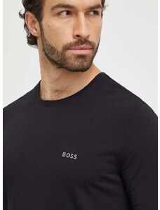 Majica z dolgimi rokavi lounge BOSS črna barva