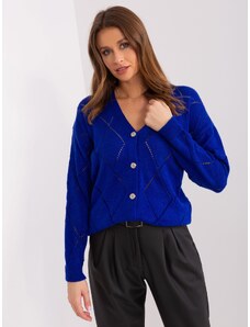 Fashionhunters RUE PARIS cobalt blue sweater with a low neckline