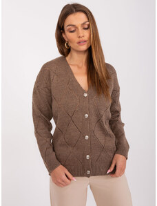 Fashionhunters Brown openwork sweater with a neckline from RUE PARIS