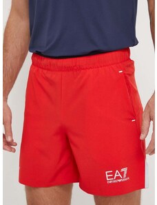 Kratke hlače EA7 Emporio Armani moški, rdeča barva