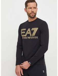 Majica z dolgimi rokavi EA7 Emporio Armani moški, črna barva