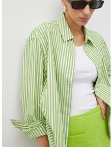 Bombažna srajca Samsoe Samsoe ženska, zelena barva