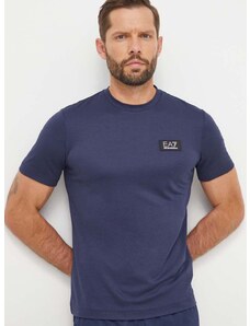Kratka majica EA7 Emporio Armani moški, mornarsko modra barva