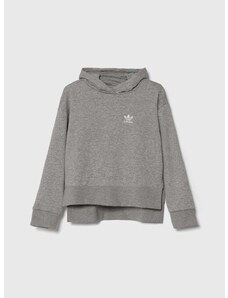 Otroški pulover adidas Originals siva barva, s kapuco
