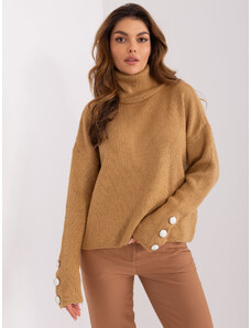 Fashionhunters Women's camel striped sweater