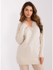 Fashionhunters Light beige women's knitted sweater
