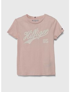 Otroška kratka majica Tommy Hilfiger roza barva