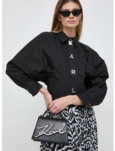 Bombažna srajca Karl Lagerfeld ženska, črna barva