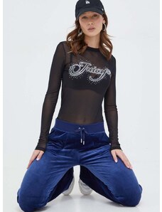 Majica z dolgimi rokavi Juicy Couture ženski, črna barva