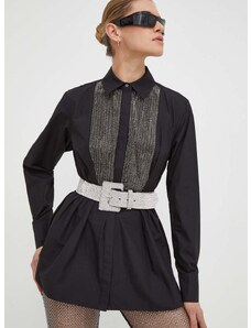 Bombažna srajca Karl Lagerfeld ženska, črna barva