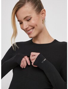 Majica z dolgimi rokavi Calvin Klein ženski, črna barva