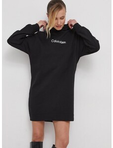 Bombažna obleka Calvin Klein črna barva
