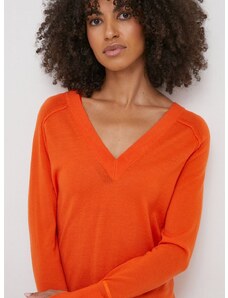 Volnen pulover Calvin Klein ženski, oranžna barva