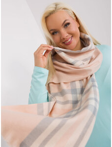 Fashionhunters Light pink and grey elegant plaid scarf