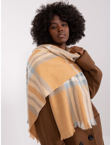 Fashionhunters Women's checkered scarf in camel gray color