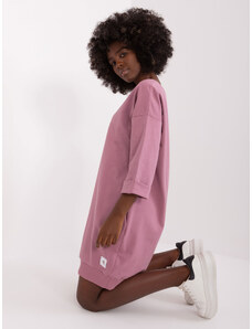 Fashionhunters Powder pink basic sweatshirt with 3/4 sleeves Iveta
