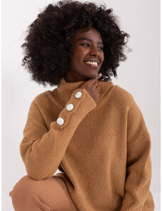 Fashionhunters Light brown turtleneck with a loose fit