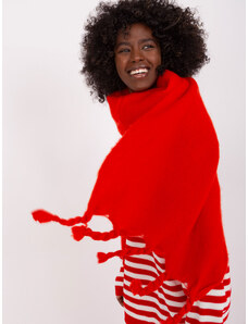Fashionhunters Red warm scarf with fringe