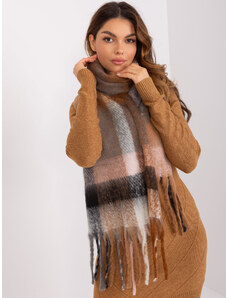 Fashionhunters Brown-gray women's checkered scarf
