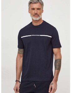Bombažna kratka majica Armani Exchange moški, mornarsko modra barva