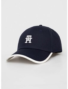 Bombažna bejzbolska kapa Tommy Hilfiger mornarsko modra barva