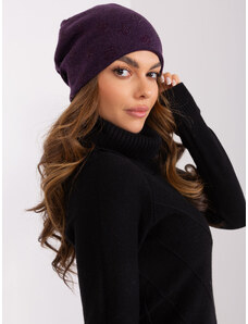Fashionhunters Dark purple knitted beanie