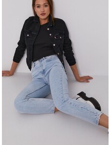 Jeans jakna Levi's ženska, črna barva,