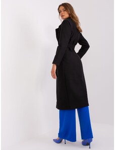 Fashionhunters Black coat with tied belt OCH BELLA