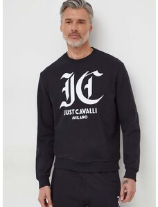 Bombažen pulover Just Cavalli moška, črna barva