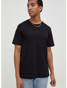 Bombažna kratka majica Iceberg moški, črna barva