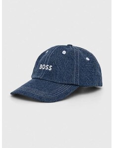Bombažna bejzbolska kapa BOSS mornarsko modra barva