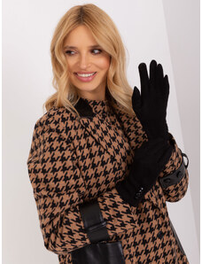 Fashionhunters Black gloves with geometric pattern